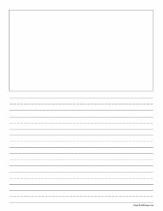 kindergarten lined paper with drawing space Lined writing paper with a drawing box
