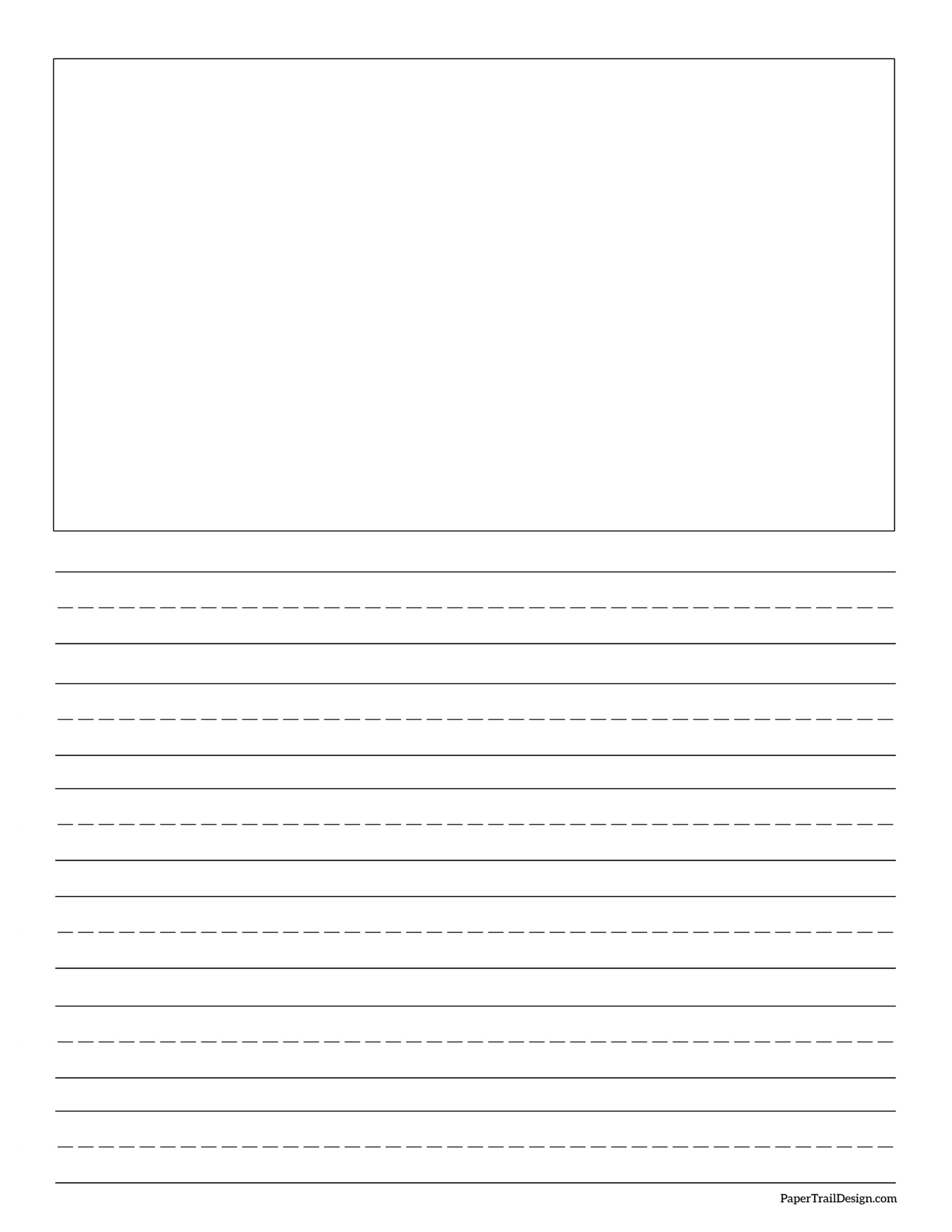 Free Printable Lined Writing Paper With Drawing Box Paper Trail Design