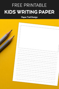 Free Printable Lined Writing Paper with Drawing Box - Paper Trail Design