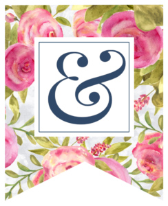 Pink floral rose banner with ampersand in white box