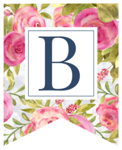 Pink floral rose banner flag with B in white box