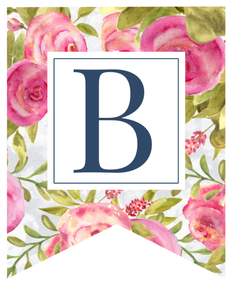Free Printable Floral Banner Letters - Paper Trail Design