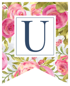 Pink floral rose banner flag with U in white box