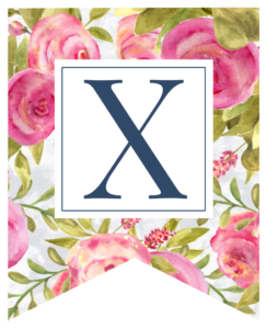 Pink floral rose banner flag with X in white box