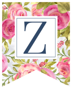 Pink floral rose banner flag with Z in white box