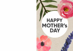 Foldable Mother's day card with pink and purple flowers and text- Happy Mother's Day