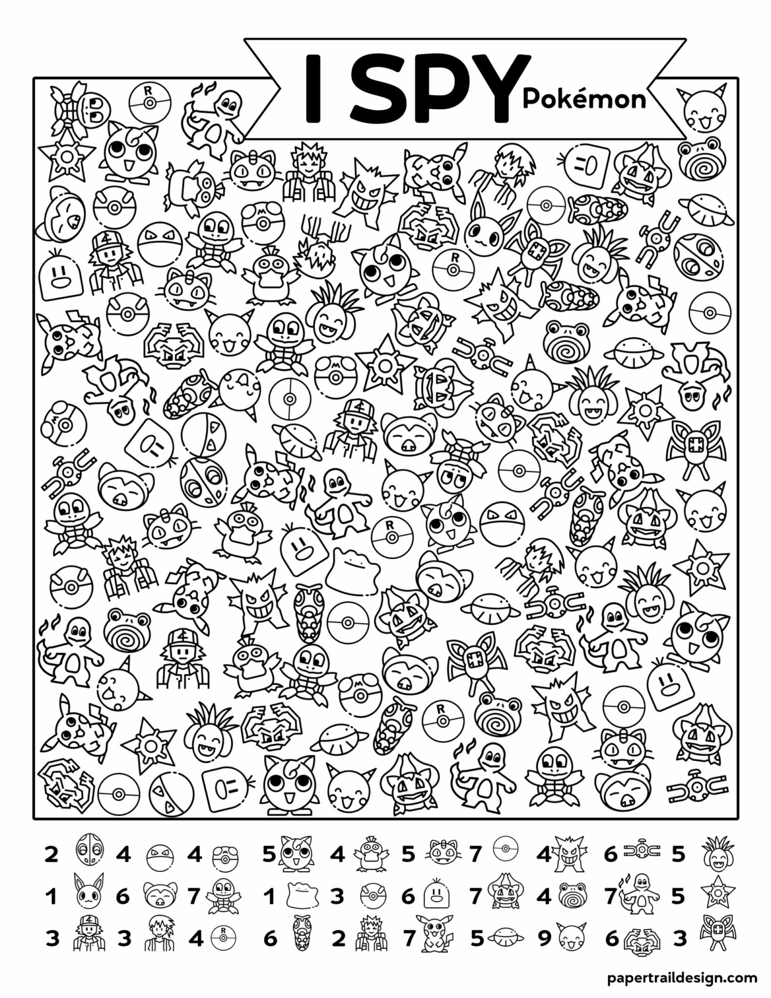 Free Printable I Spy Pok mon Activity Paper Trail Design