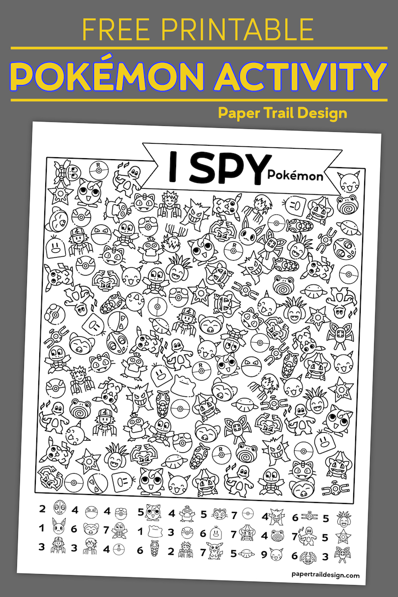 Free Printable I Spy Pokemon Activity Paper Trail Design