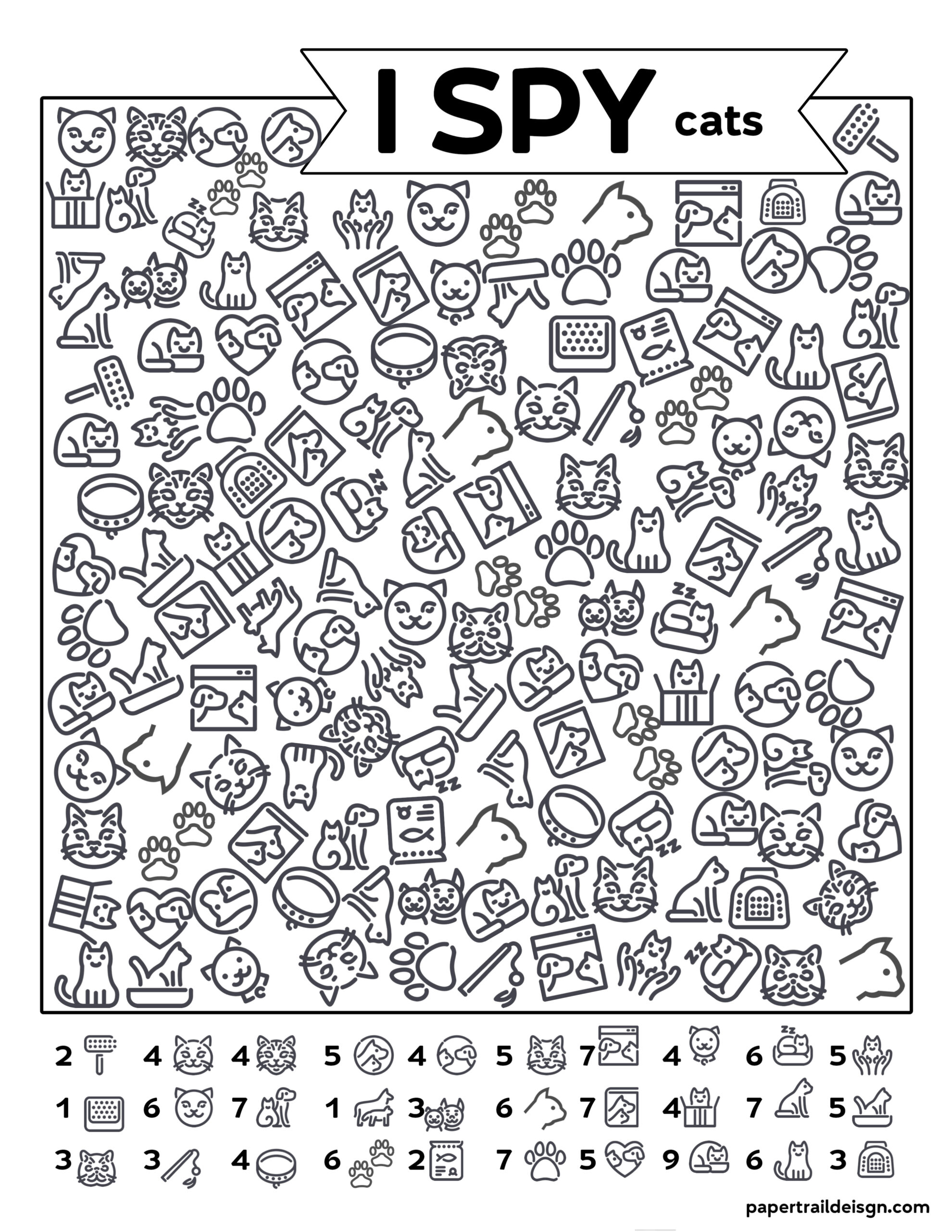 Free Printable I Spy Cats Activity Paper Trail Design