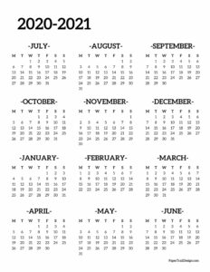 2020-2021 Monday start school year wall calendar