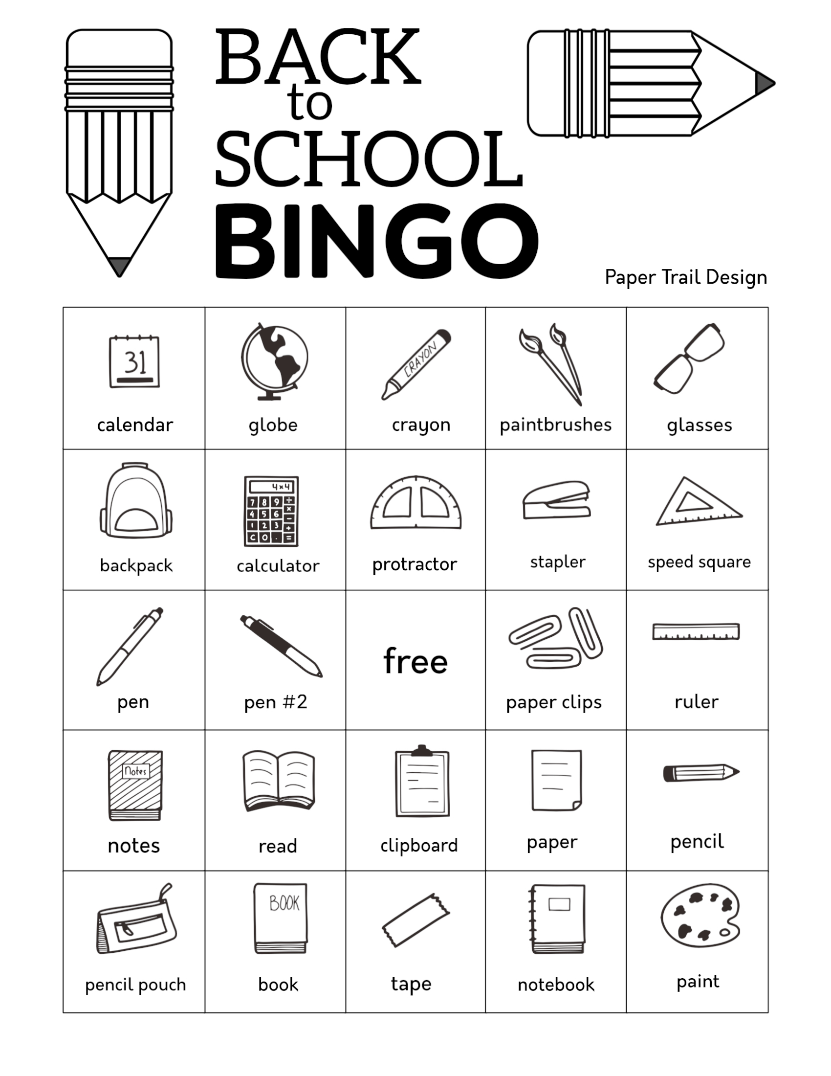 Free Printable Bingo Cards - Paper Trail Design