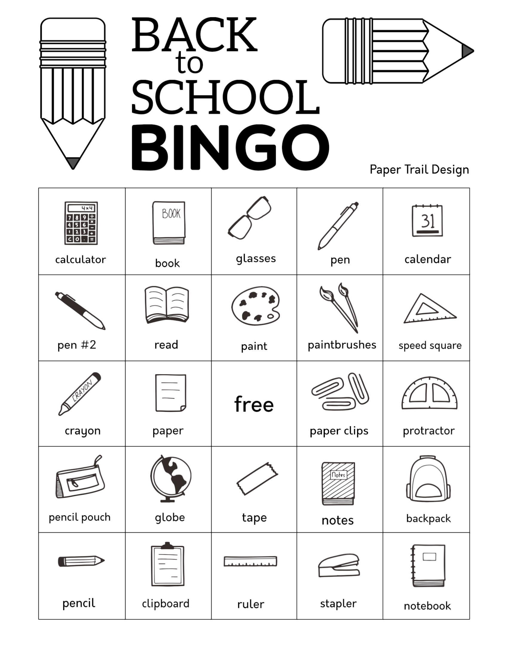 school tour bingo