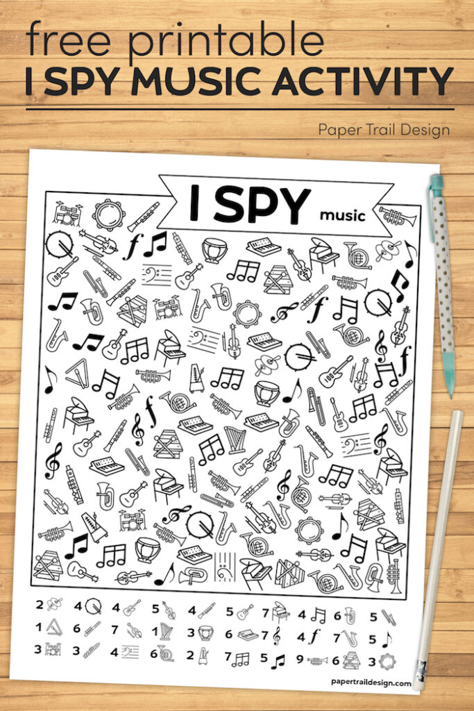 Free Printable I Spy Music Activity Paper Trail Design