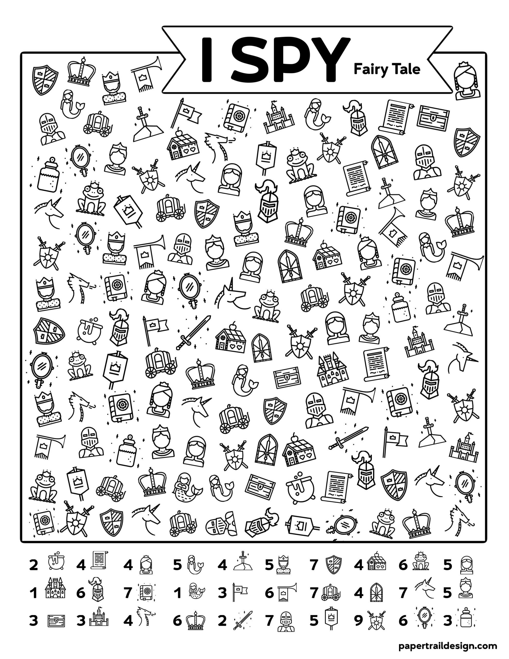 Free Printable Fairy Tale I Spy Activity Paper Trail Design