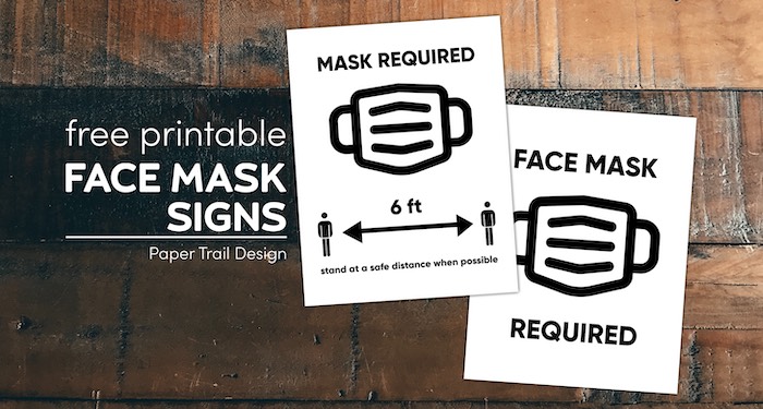 Two face mask required signs with text overlay- free printable face mask signs