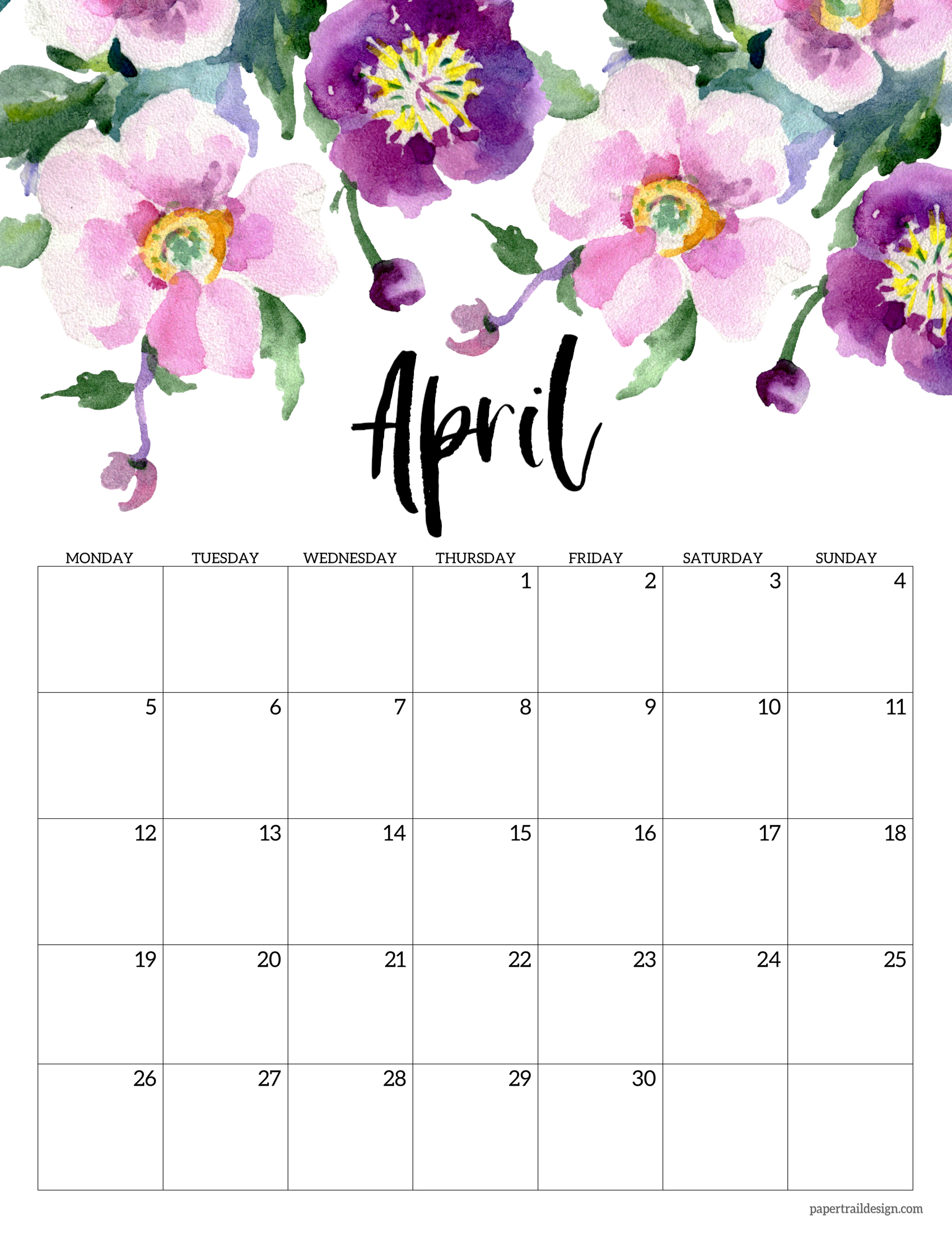 free-printable-2021-floral-calendar-monday-start-paper-trail-design