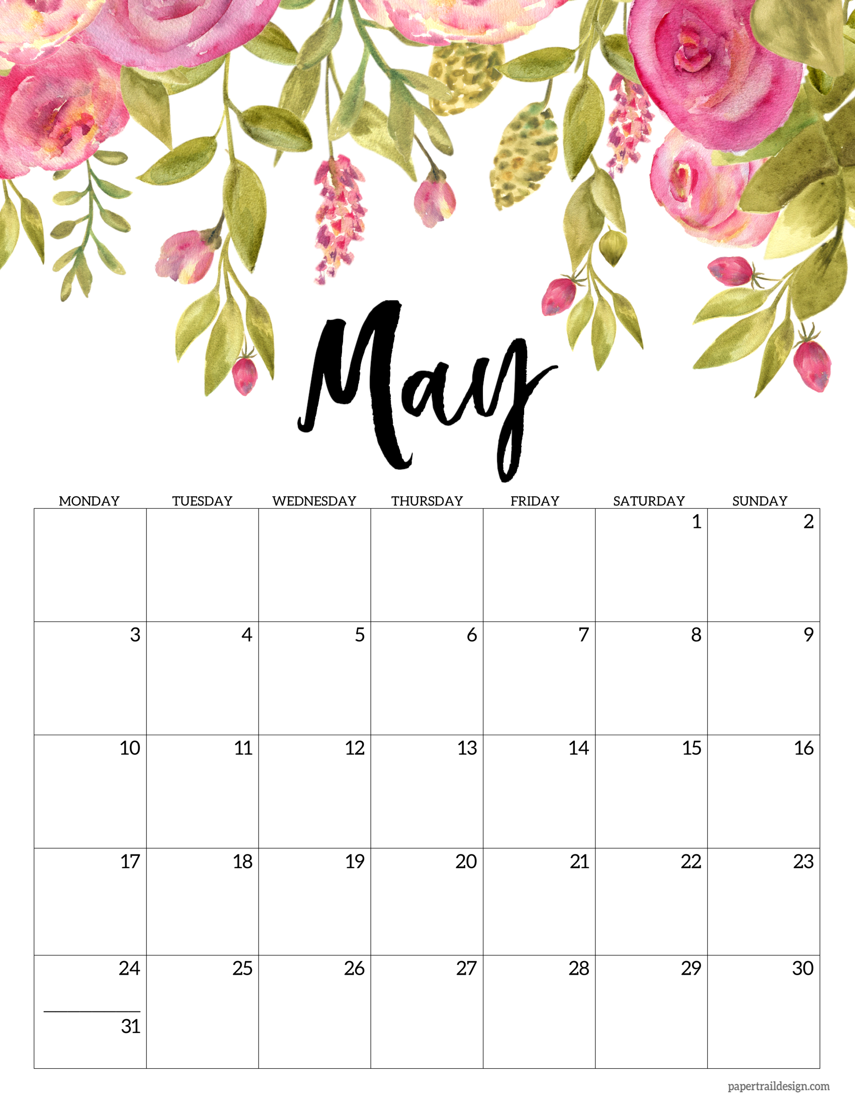 free-printable-2021-floral-calendar-monday-start-paper-trail-design