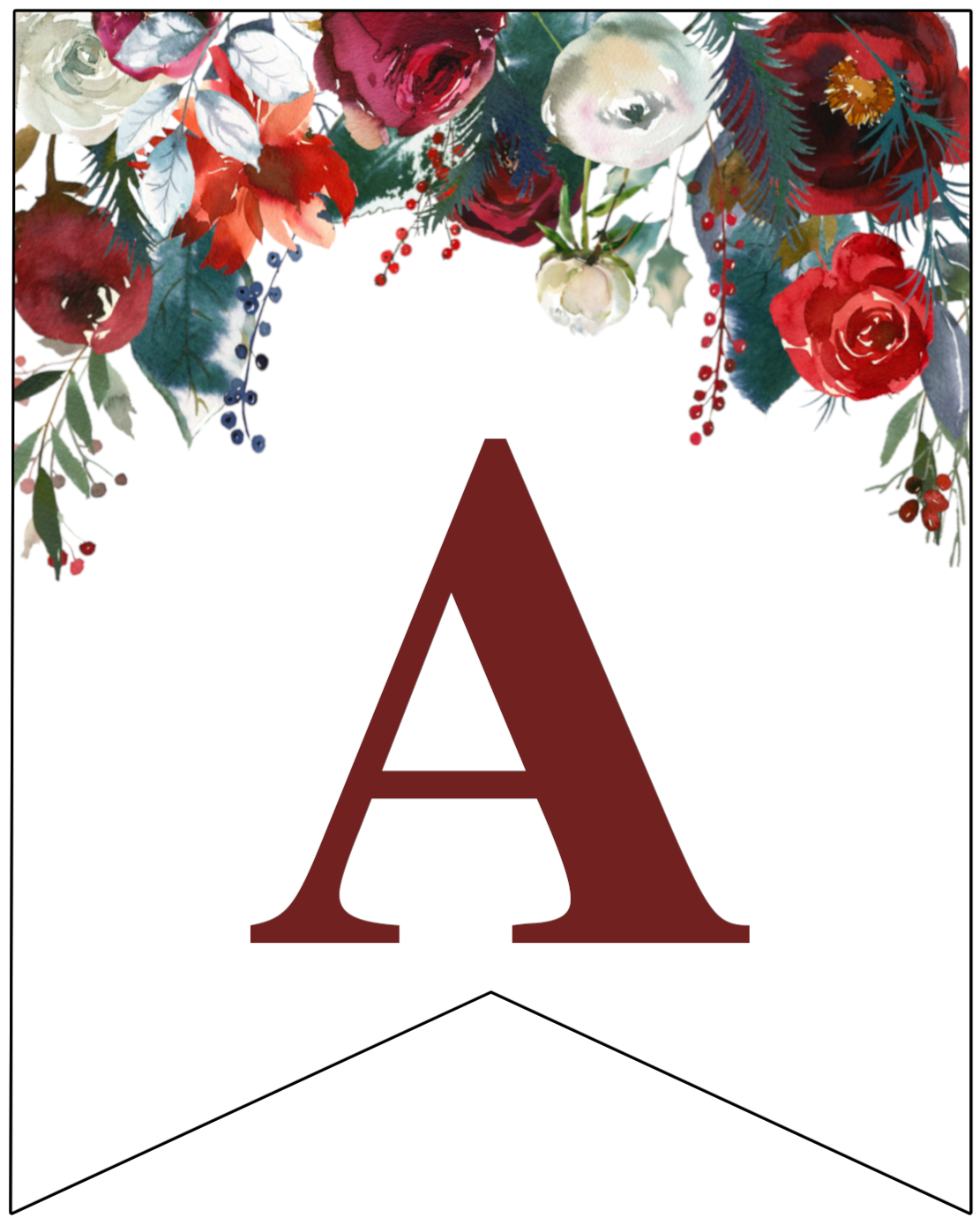 Free Printable Floral Christmas Banner Letters - Paper Trail Design In Free Letter Templates For Banners