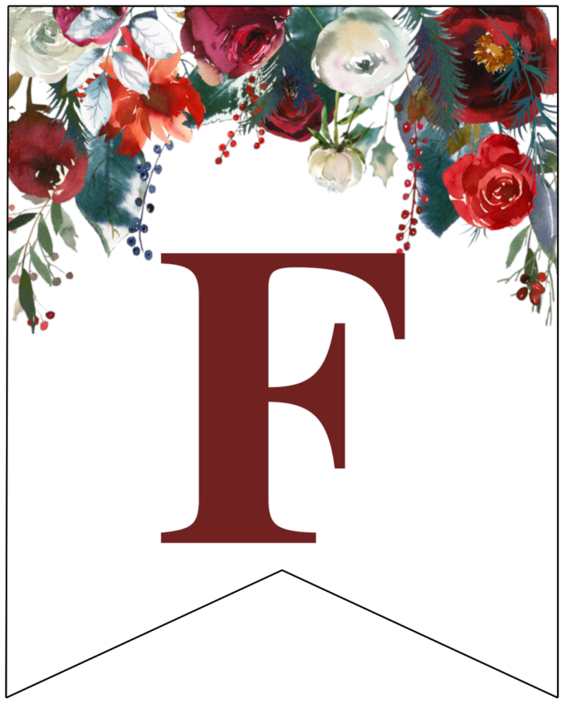 Free Printable Floral Christmas Banner Letters - Paper Trail Design
