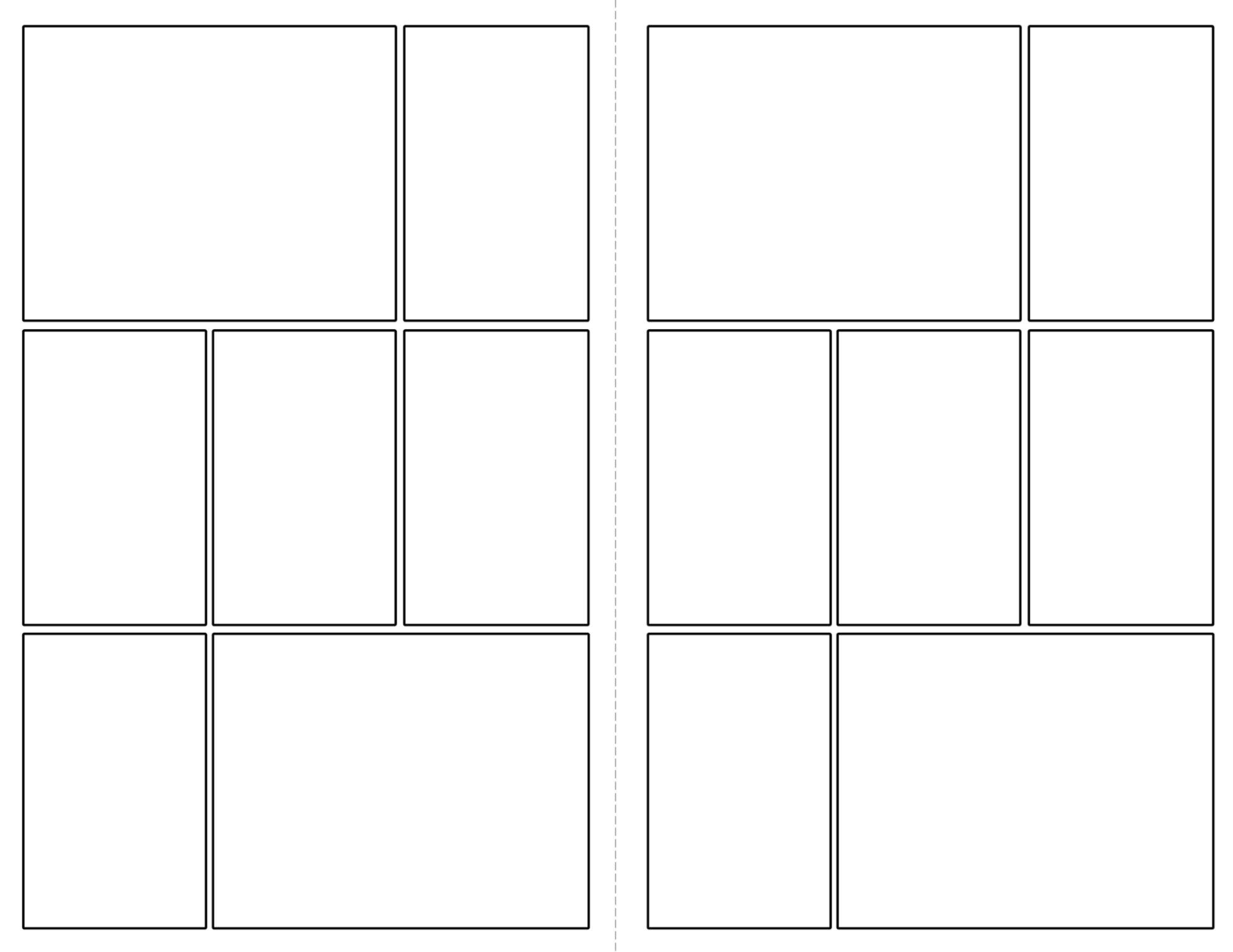  Blank Comic Book: Variety of Templates, 2-9 panel