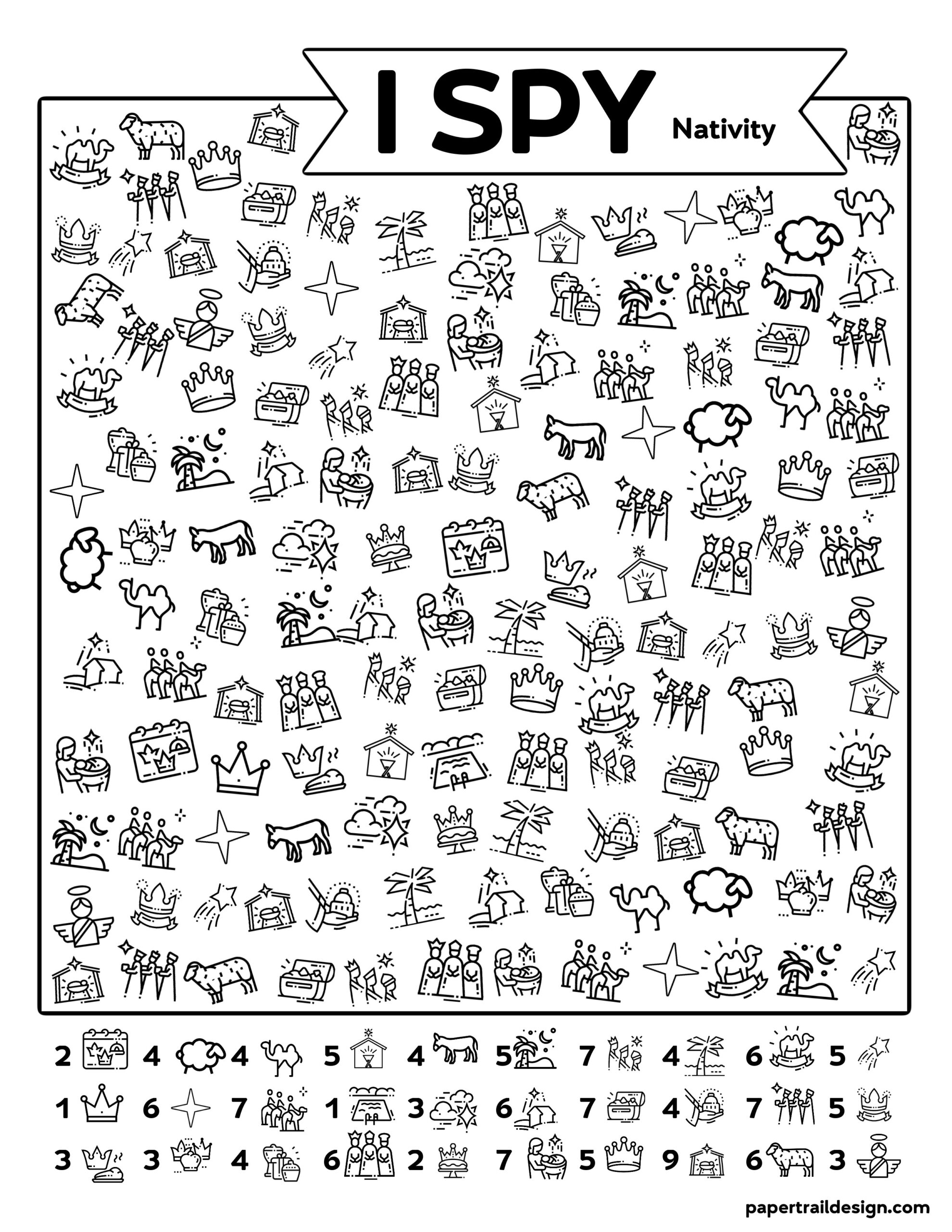 Free Printable Nativity I Spy Activity Paper Trail Design