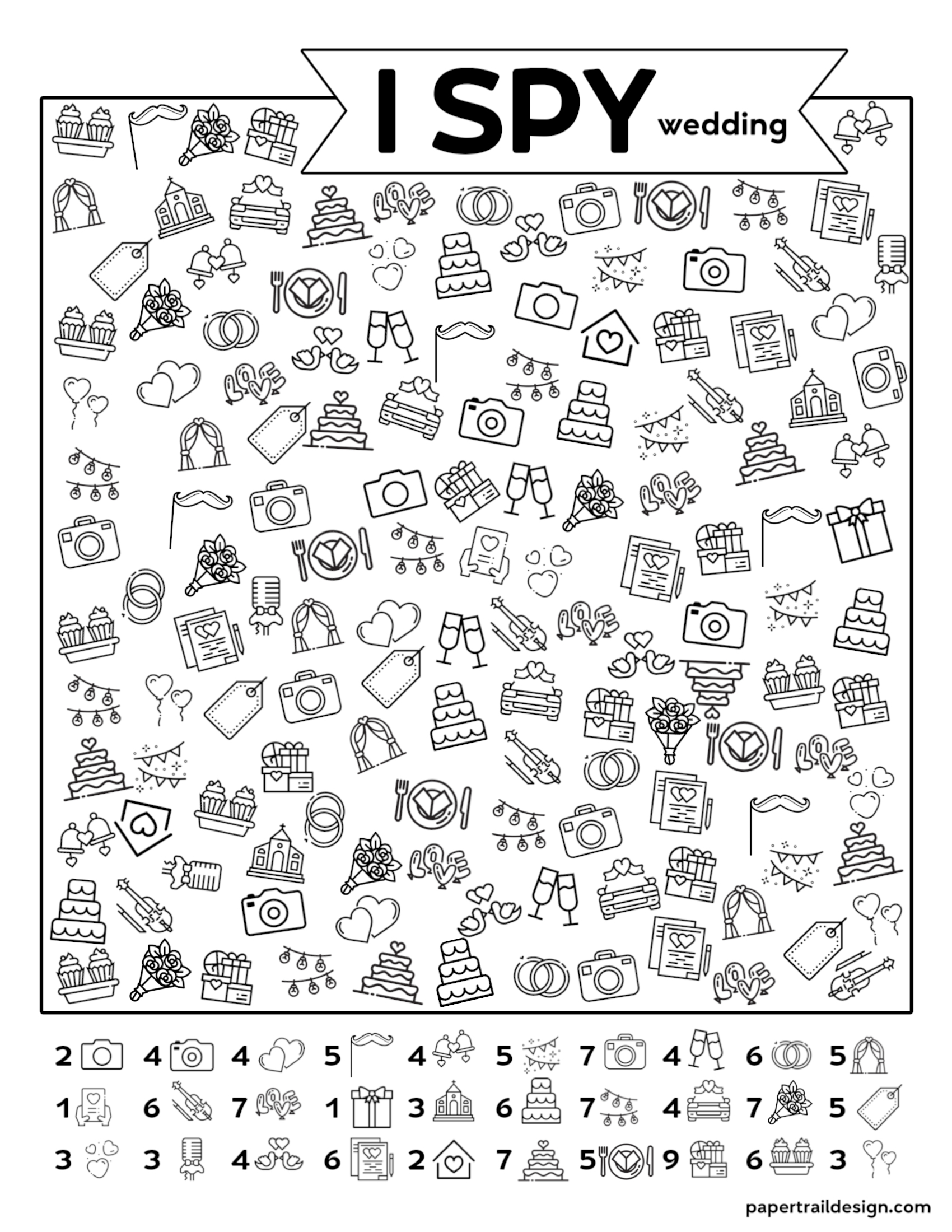 I Spy Wedding Game Template