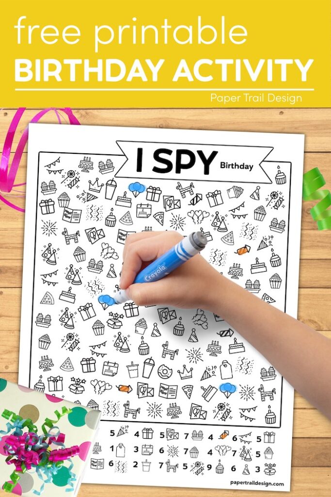 Free Printable I Spy Birthday Activity - Paper Trail Design