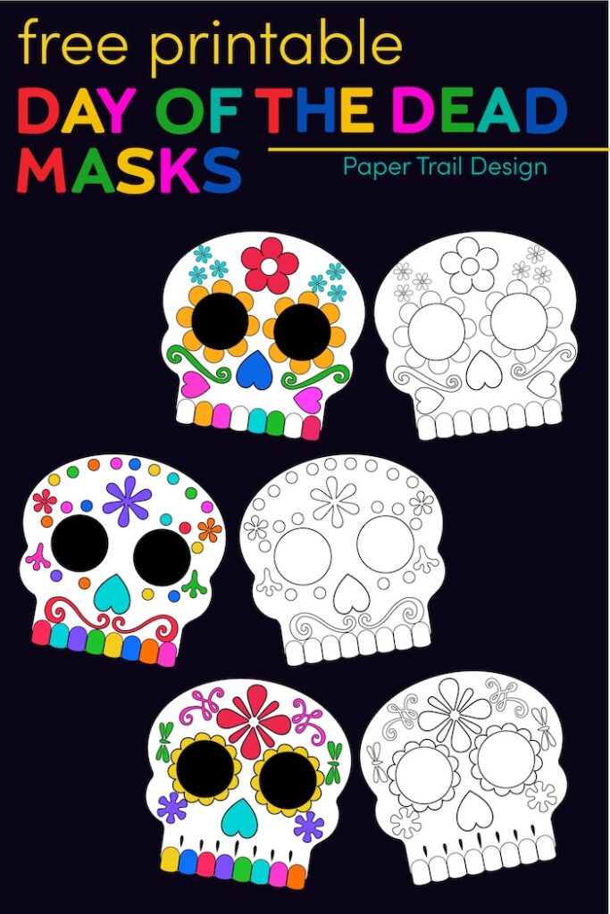 Day of the Dead Masks Sugar Skulls Free Printable - Paper Trail Design