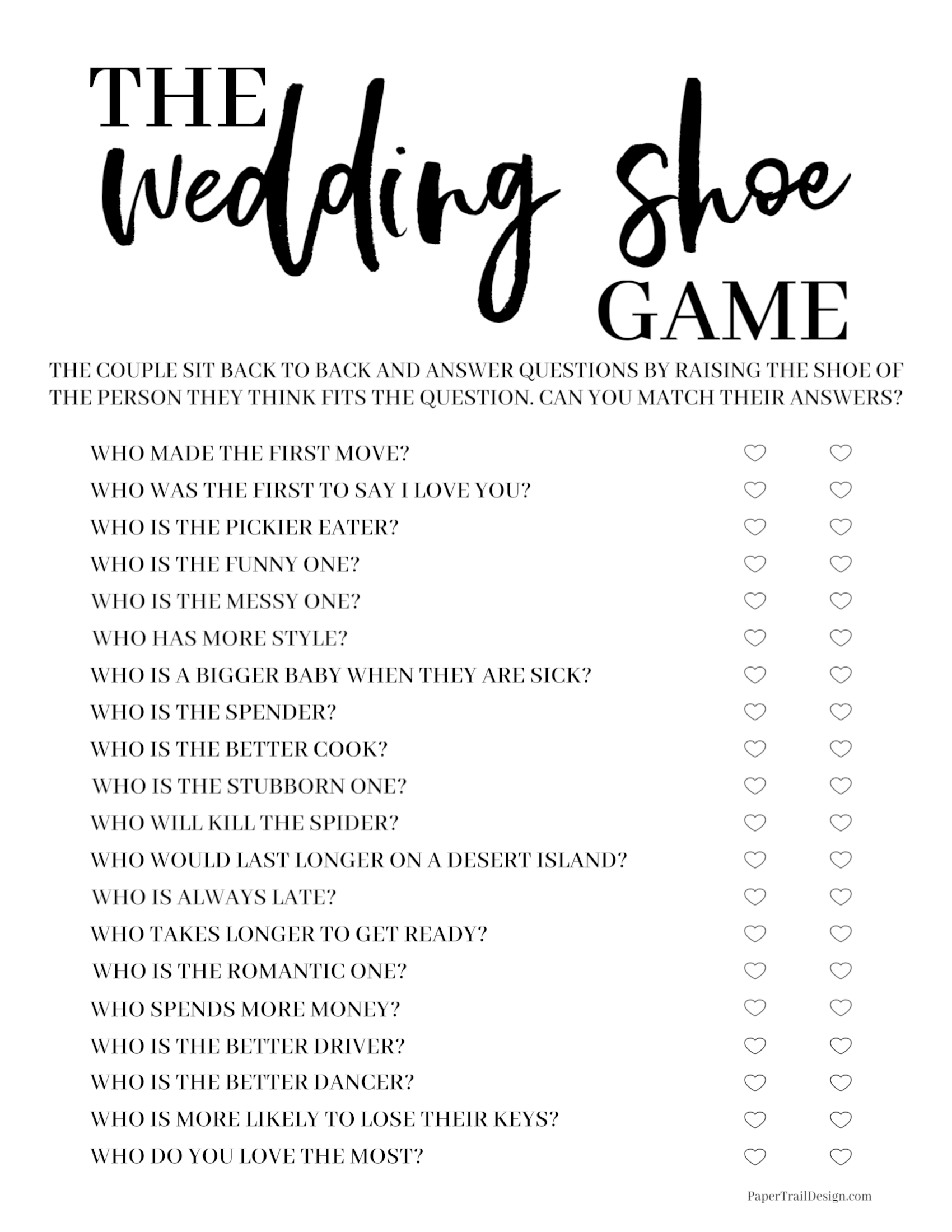 Wedding Shoe Game – Fun-Squared