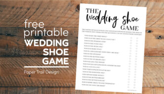 The wedding shoe game free printable page with text overlay- free printable the wedding shoe game