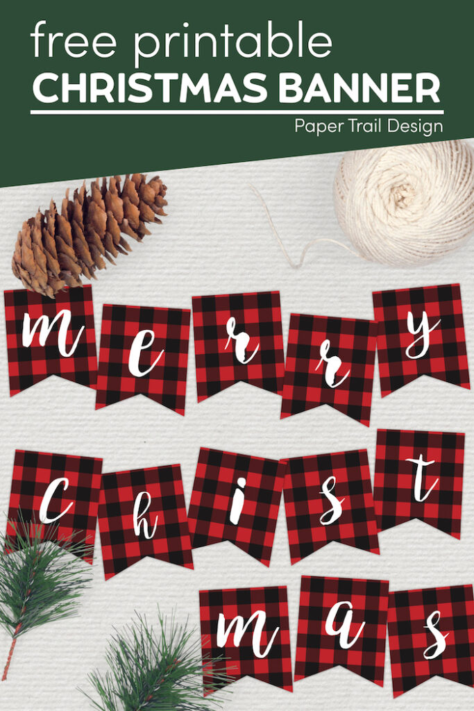 Free Printable Merry Christmas Banner - Paper Trail Design