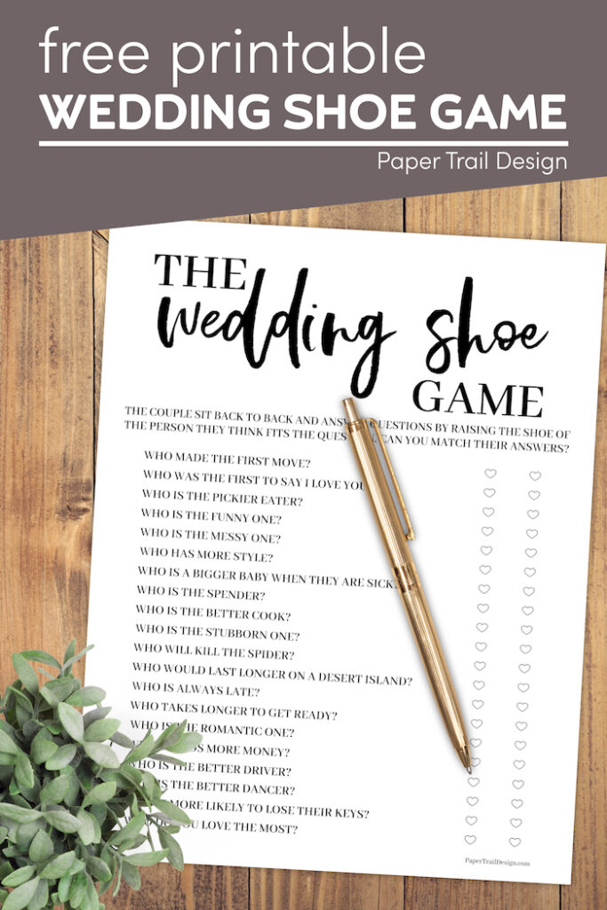 The Wedding Shoe Game Free Printable - Paper Trail Design