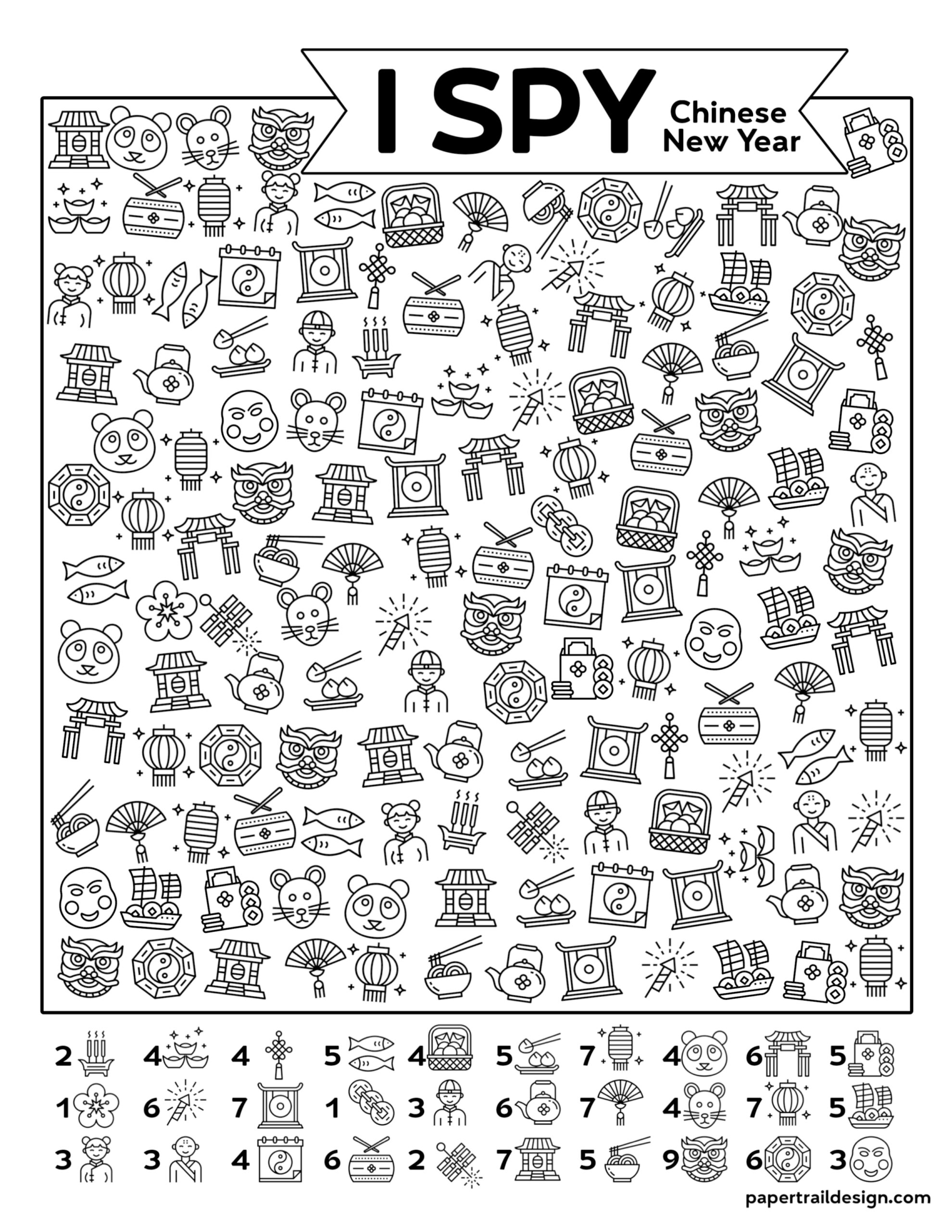 Free Printable I Spy Chinese New Year Activity Paper Trail Design