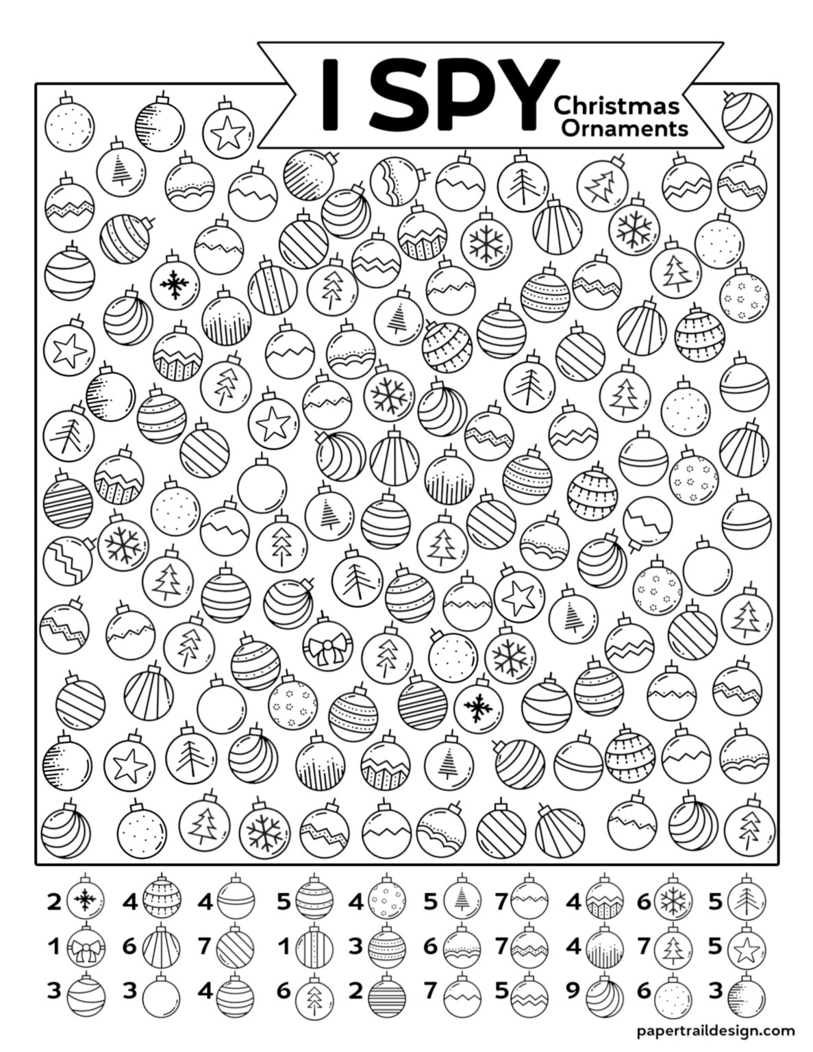 Free Printable Christmas Ornament I Spy Activity Paper Trail Design