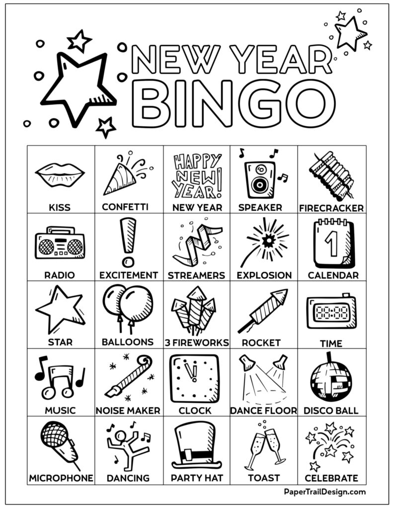 Free Printable New Year's Bingo Cards - Paper Trail Design