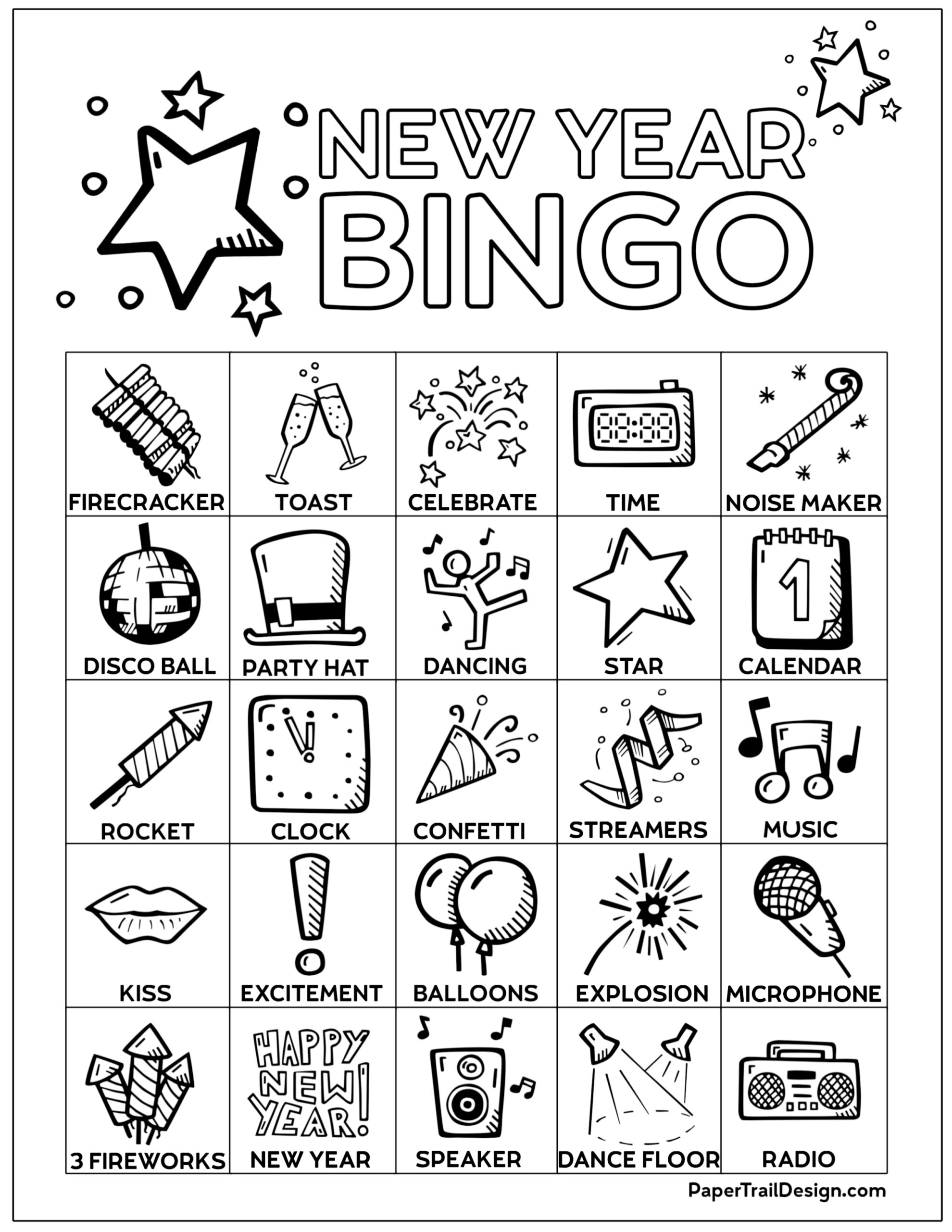 New Year's Eve Bingo Game for Kids - Toddler Approved