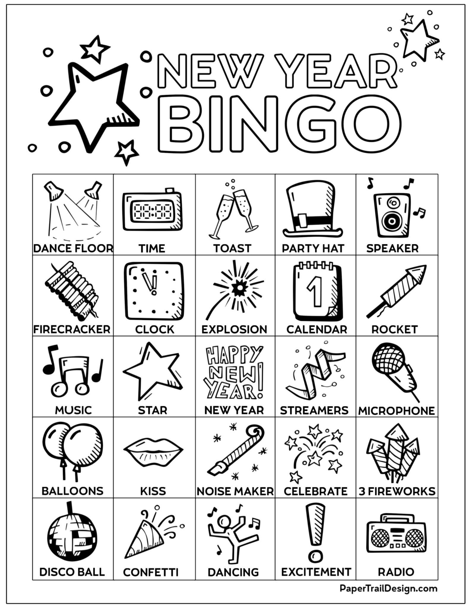 Free Printable New Year's Bingo Cards - Paper Trail Design
