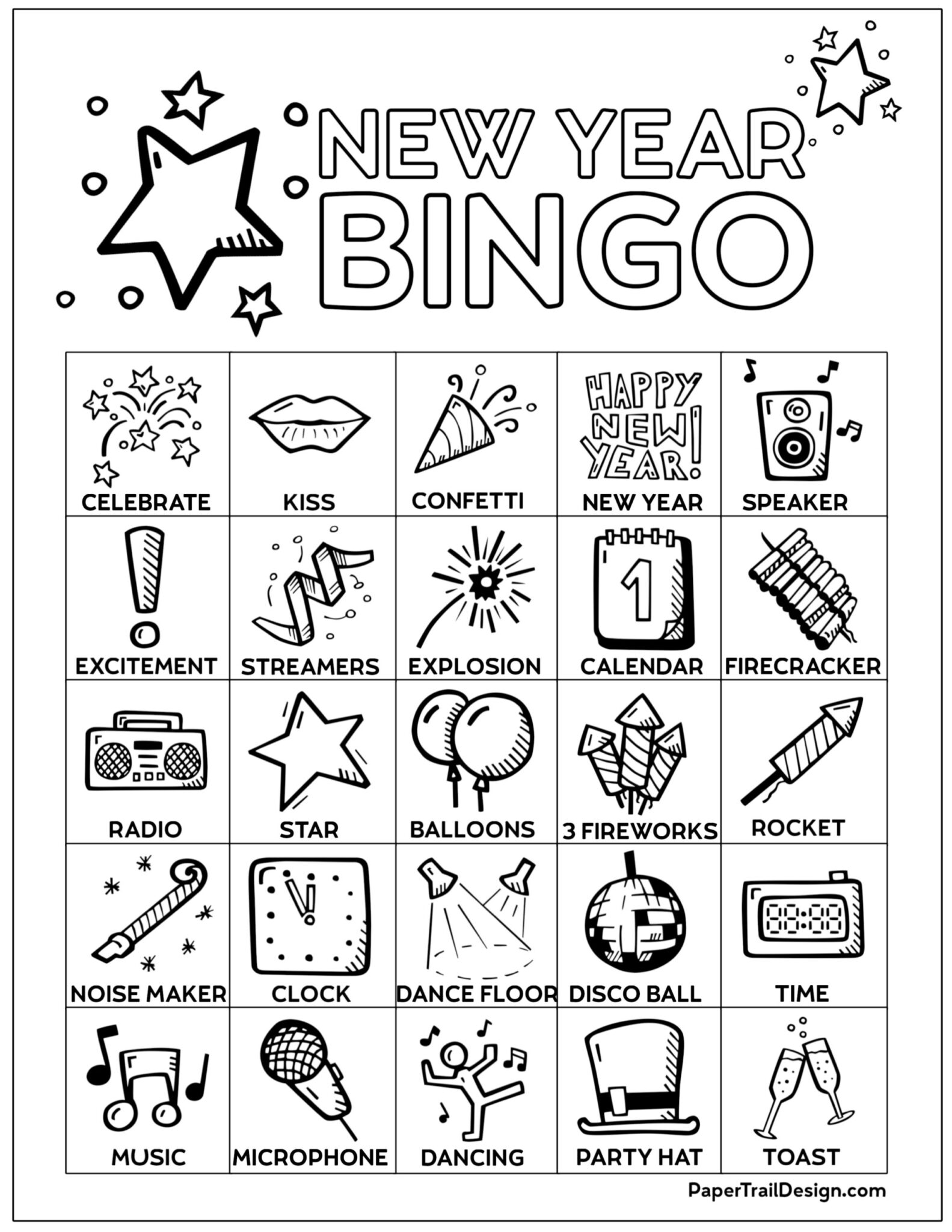 Free Printable New Year's Bingo Cards - Paper Trail Design