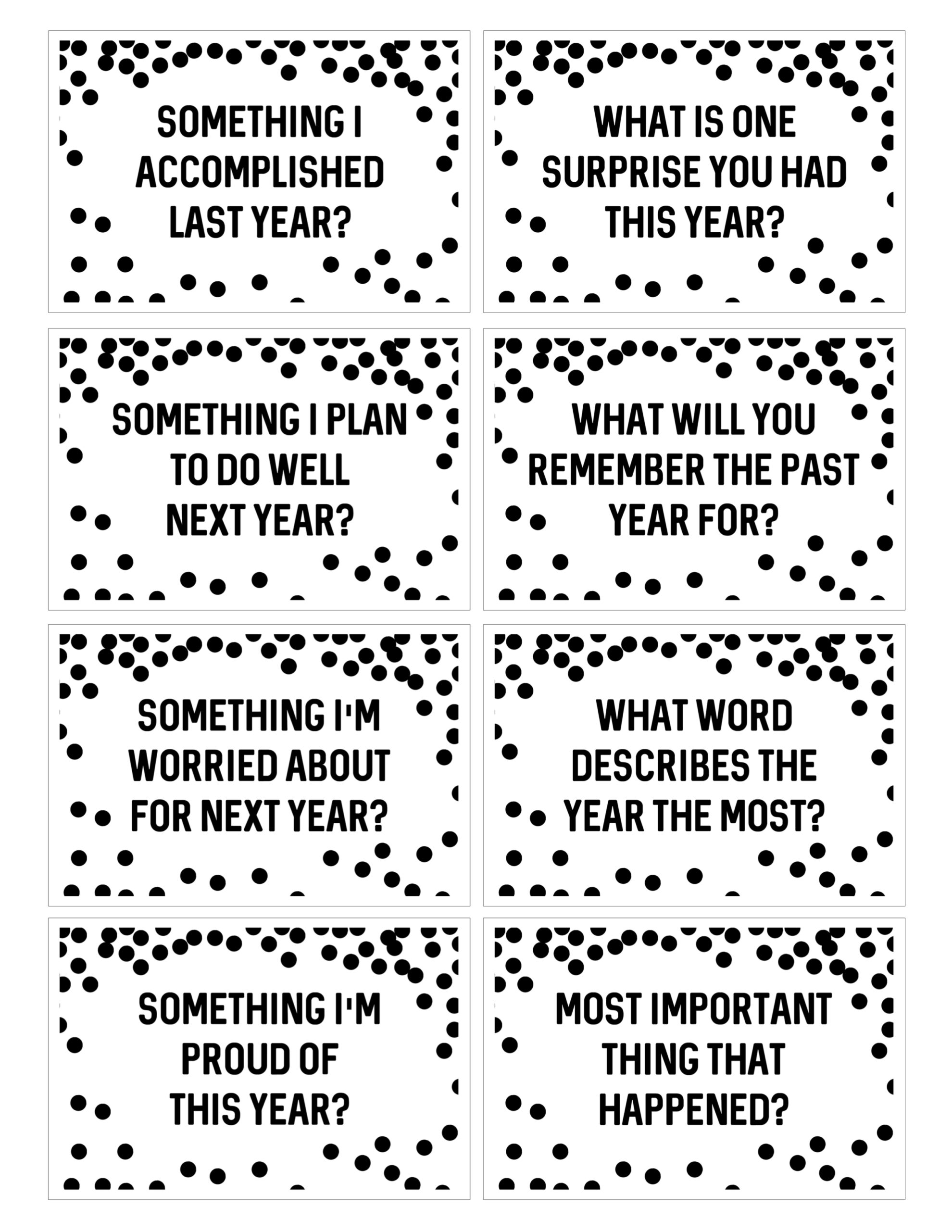 Free Printable New Year Questions Paper Trail Design