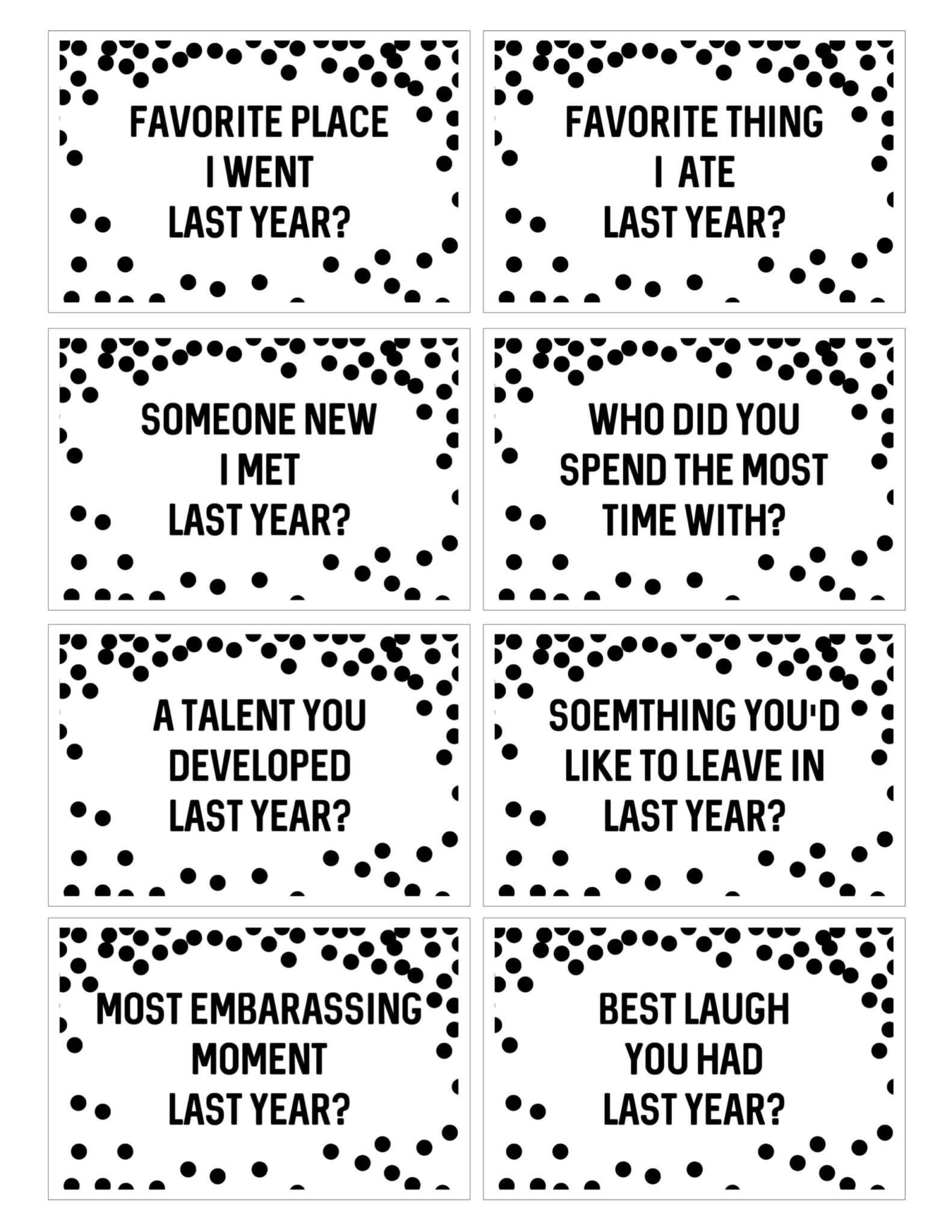 Free Printable New Year Questions Paper Trail Design