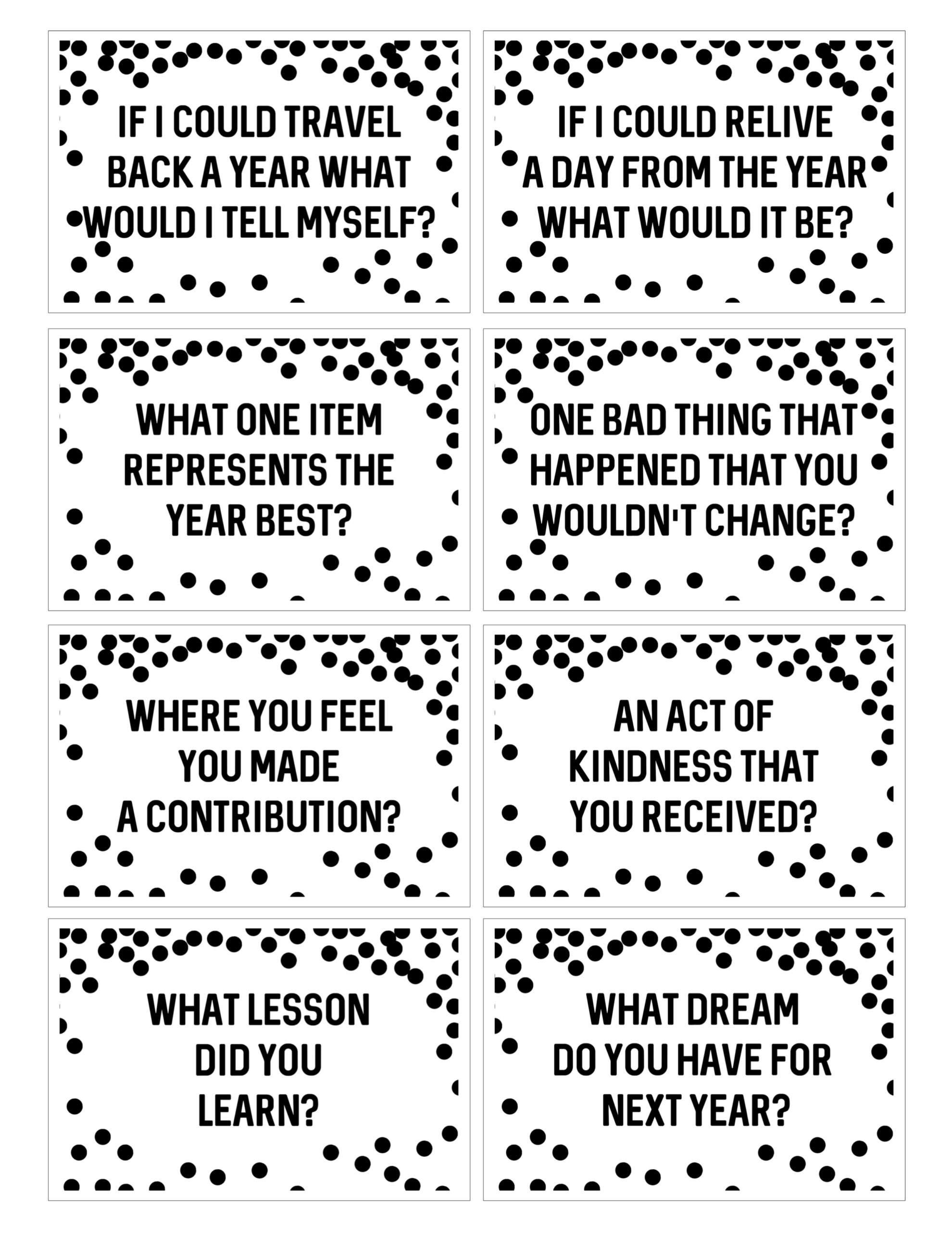 Free Printable New Year Questions - Paper Trail Design