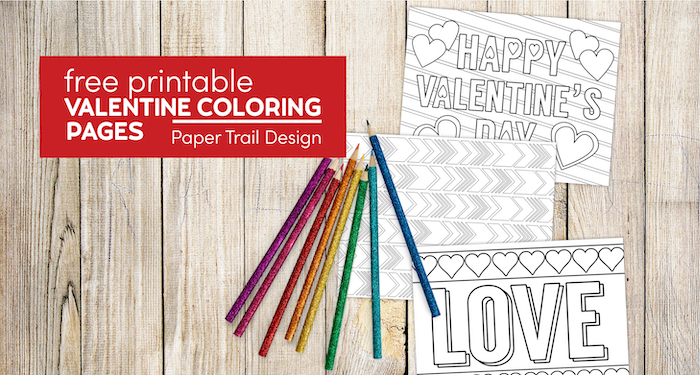 Valentine's Day coloring pages with pencils