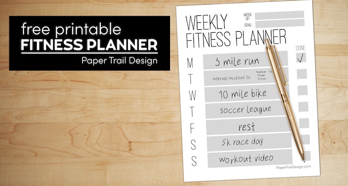 Weekly fitness planner template with text overlay- free printable fitness planner