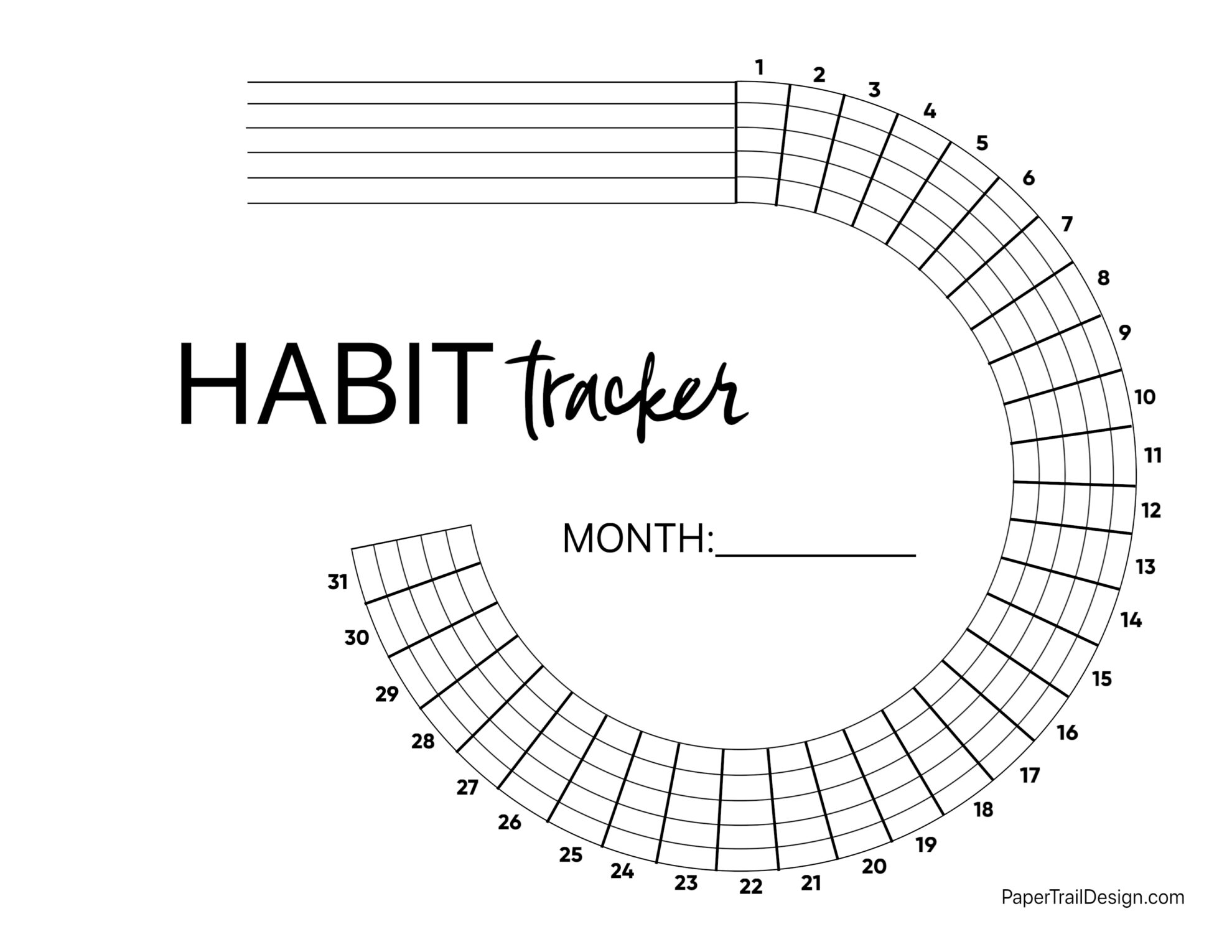 Circle Habit Tracker Printable Paper Trail Design