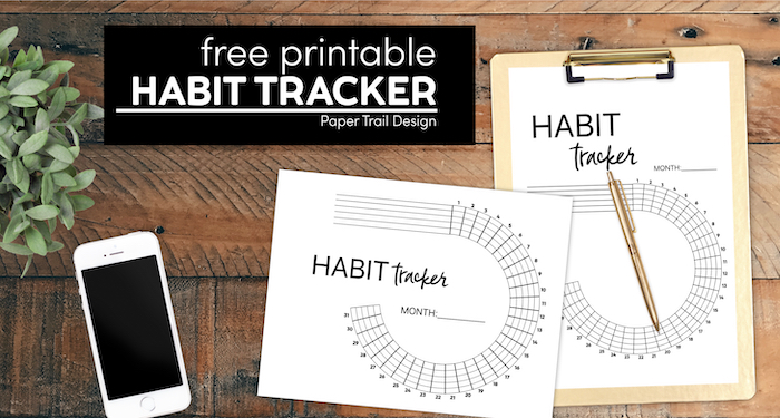 Monthly goal tracker for a bullet journal with text overlay- free printable habit tracker