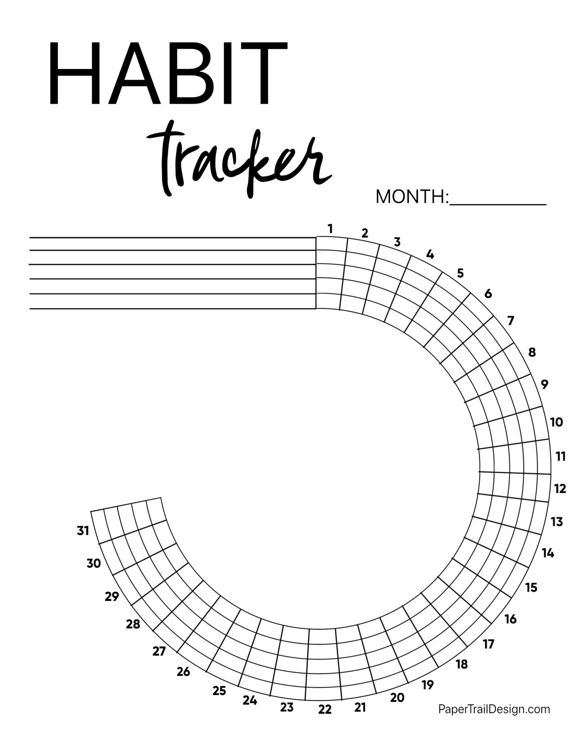 Paper & Party Supplies Circular Habit Tracker 30 days Daily Habit