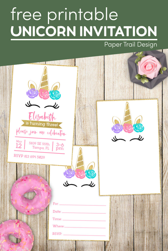 Free Printable Unicorn Invitations Template - Paper Trail Design
