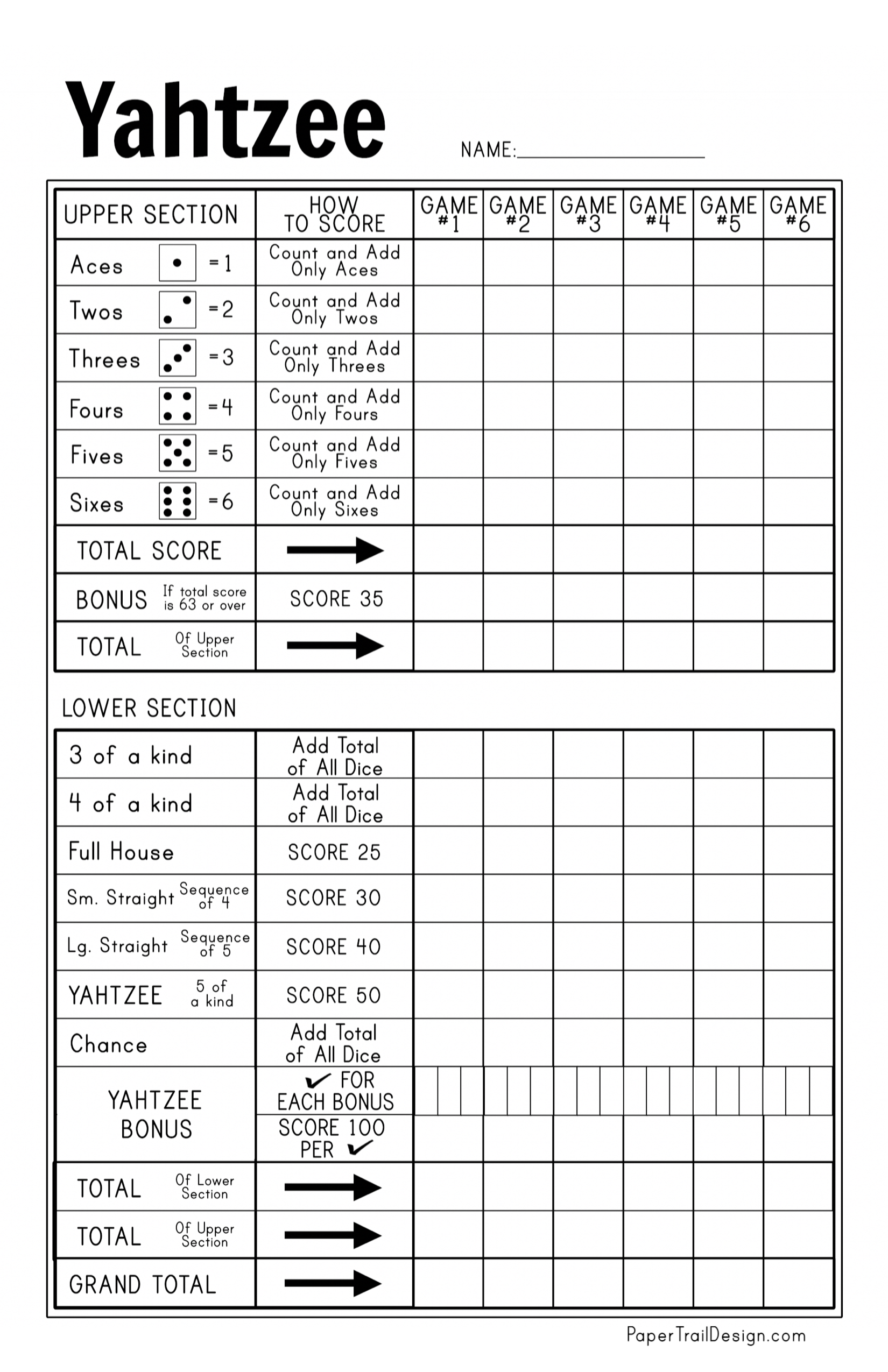 Score Cards Pads Pages Refills Scorecards Notes Yahtzee Score Sheets 
