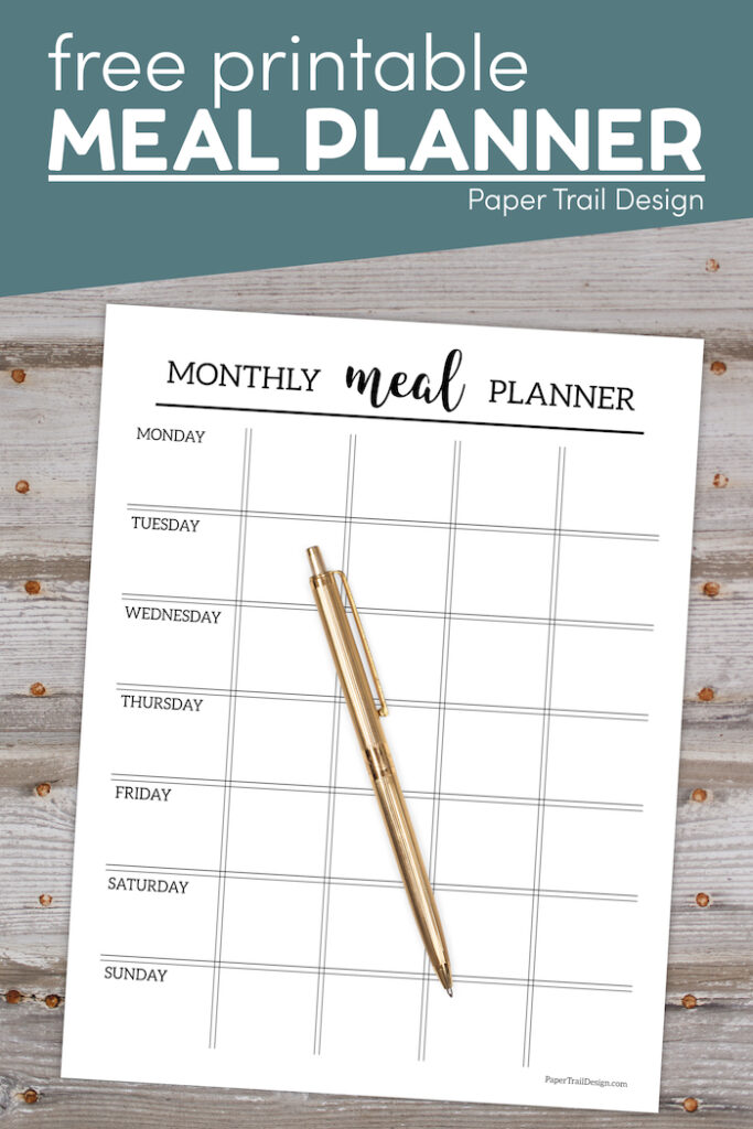 Free Printable Monthly Meal Planner Template - Paper Trail Design