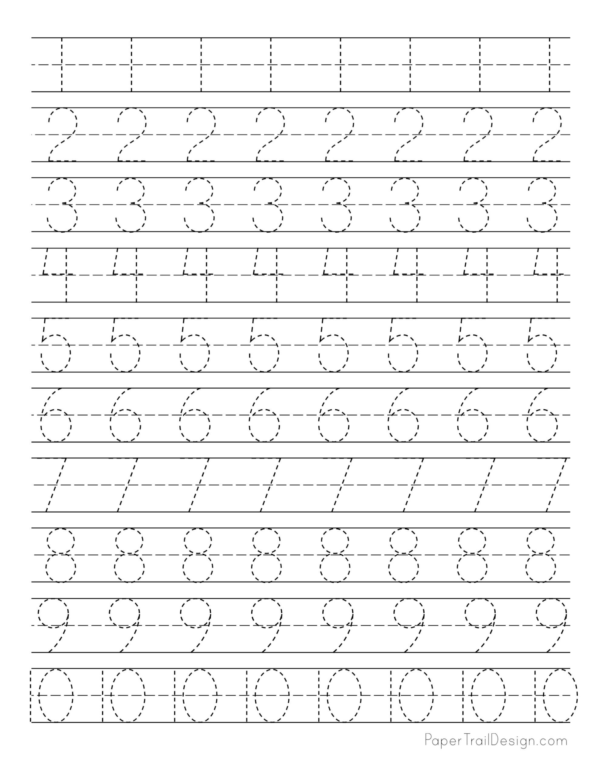 Free Number Tracing Worksheets | Paper Trail Design